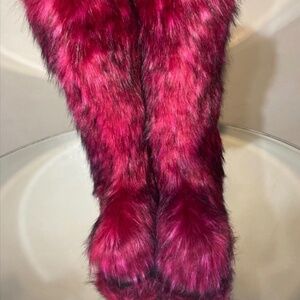 Burgundy Custom Unique Faux Fur Knee Boots sizes 8.5,9,10,10.5,11